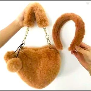 Fur Handbag & Headband Set